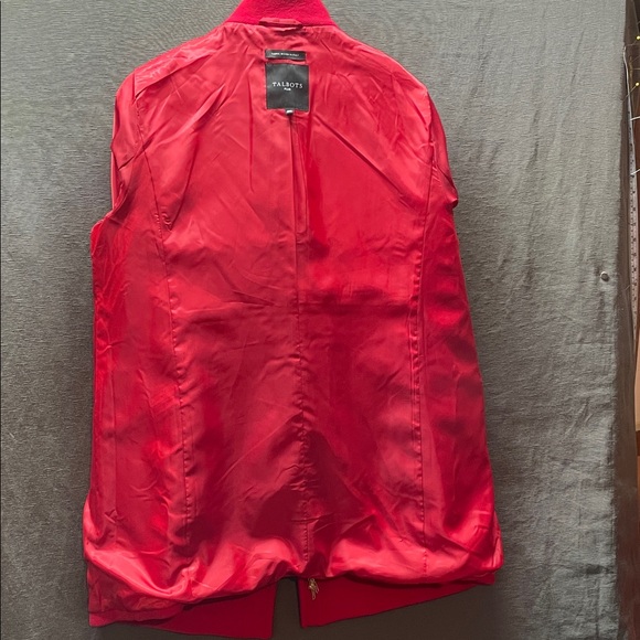 Talbots Plus Fabric woven in Italy Bold Red Trench Coat - Picture 10 of 11